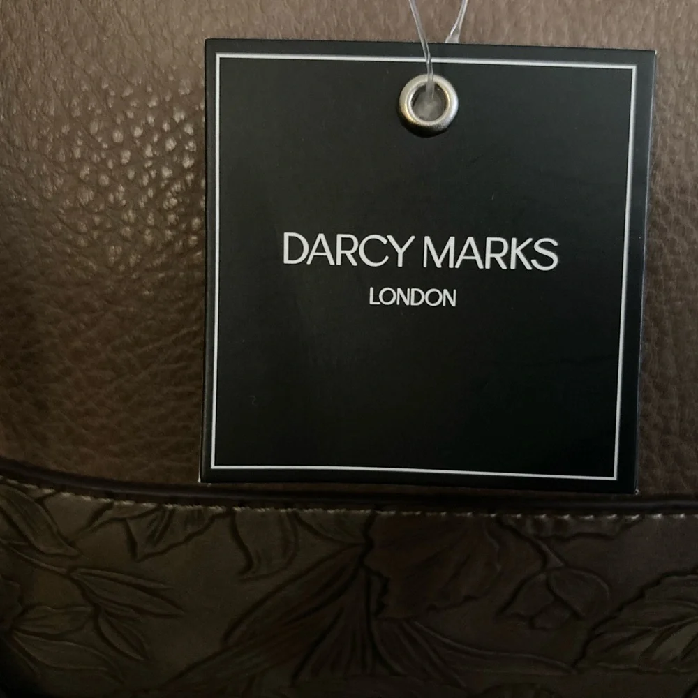 Darcy Marks London Floral Embossed Backpack Bag NWT Brown